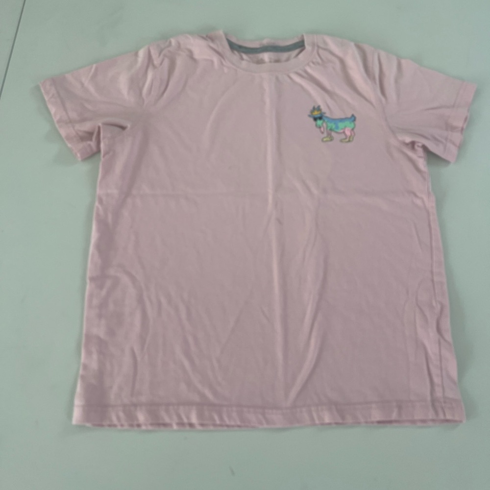 Girls' Light Pink Short-Sleeve Tee with Colorful Dog Patch